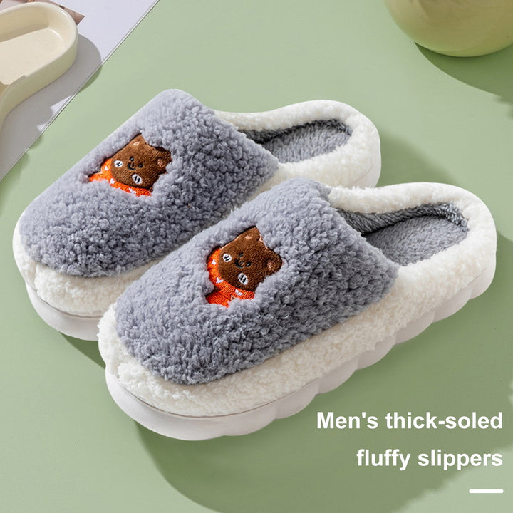 1 Pair Cozy Plush Slippers Warm Durable Cloud-Like Comfort Autumn Winter Women Men Home Use Slippers Image 3