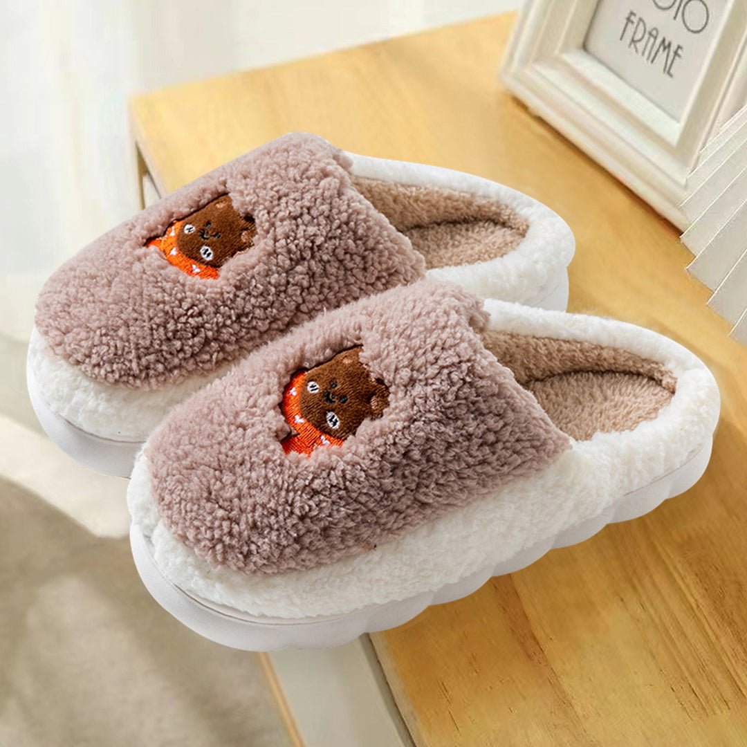 1 Pair Cozy Plush Slippers Warm Durable Cloud-Like Comfort Autumn Winter Women Men Home Use Slippers Image 4