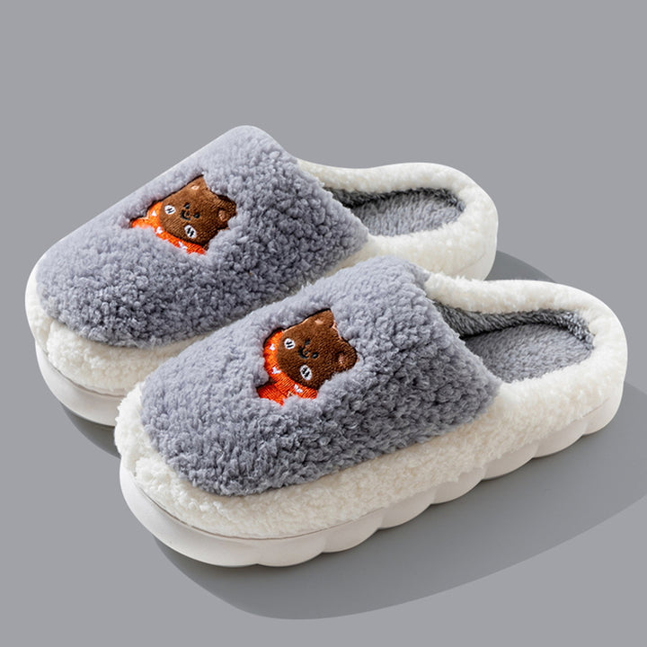 1 Pair Cozy Plush Slippers Warm Durable Cloud-Like Comfort Autumn Winter Women Men Home Use Slippers Image 6