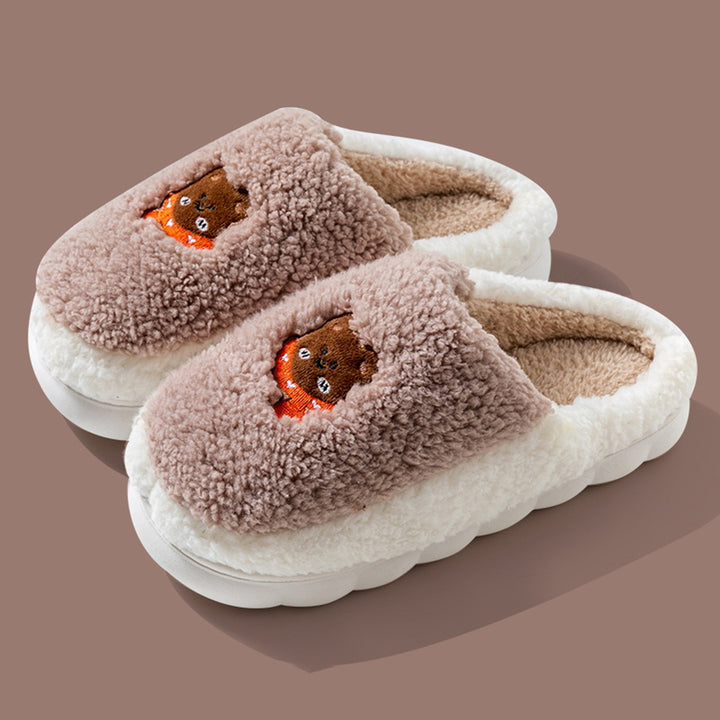 1 Pair Cozy Plush Slippers Warm Durable Cloud-Like Comfort Autumn Winter Women Men Home Use Slippers Image 7