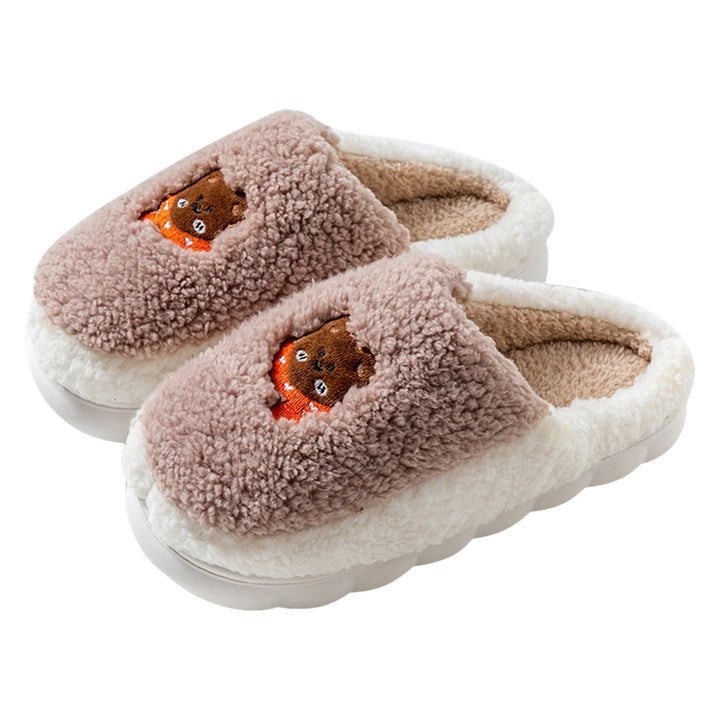 1 Pair Cozy Plush Slippers Warm Durable Cloud-Like Comfort Autumn Winter Women Men Home Use Slippers Image 1