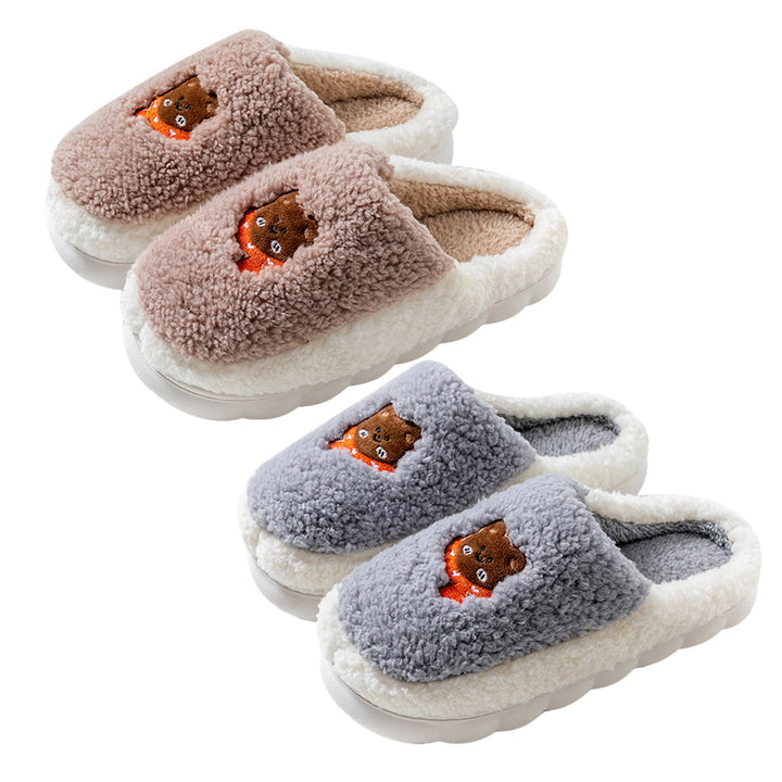 1 Pair Cozy Plush Slippers Warm Durable Cloud-Like Comfort Autumn Winter Women Men Home Use Slippers Image 9