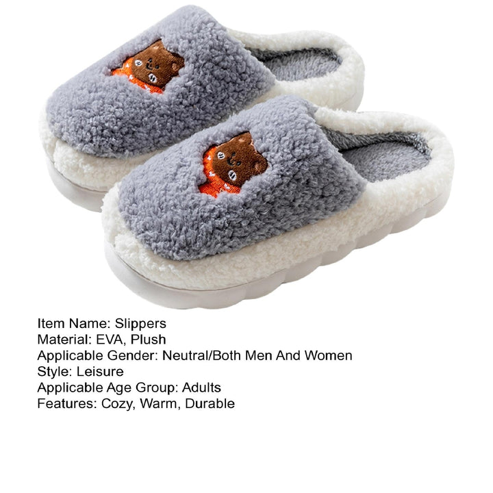 1 Pair Cozy Plush Slippers Warm Durable Cloud-Like Comfort Autumn Winter Women Men Home Use Slippers Image 12