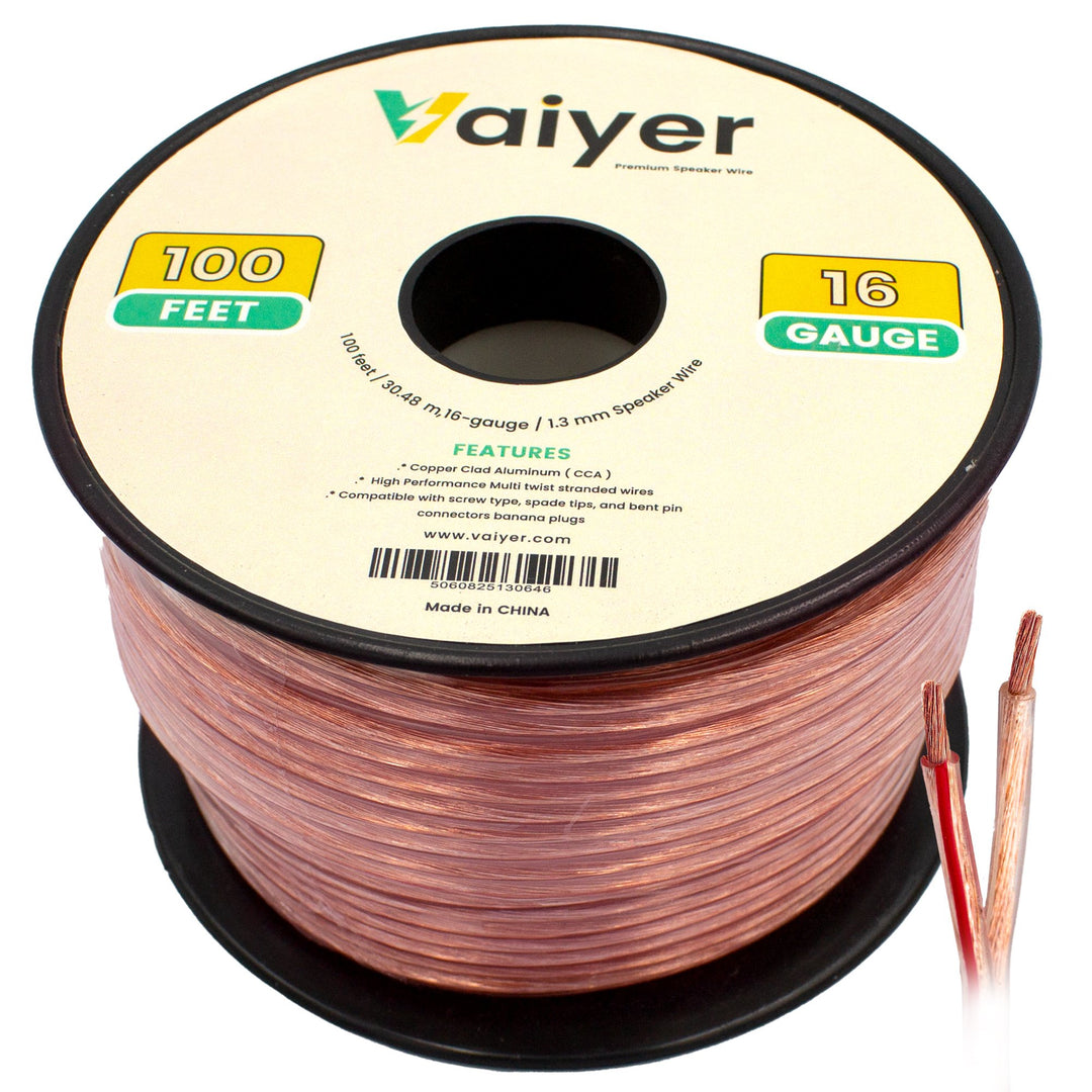 16 Gauge CCA Speaker Wire 100 ft High Performance Cable for Car Home Theater Image 1