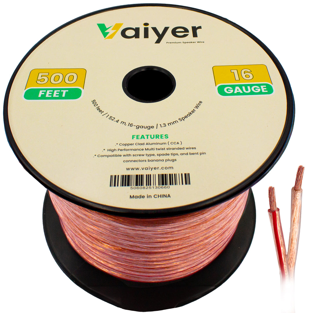 16 Gauge Speaker Wire 500 ft CCA High Performance Stereo Cable for Home Car Audio Image 1