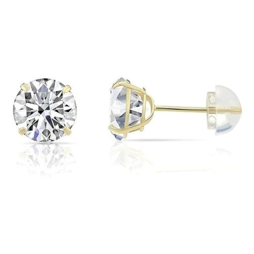 Paris Jewelry 14k Yellow Gold 3/4 Ct Created White Diamond Stud Earrings Image 1