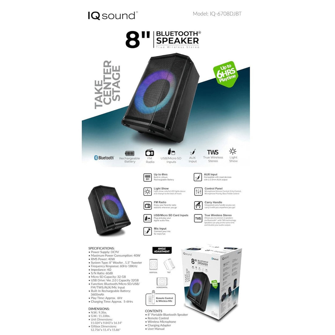 Supersonic 8" Bluetooth Speaker with True Wireless Technology Image 6