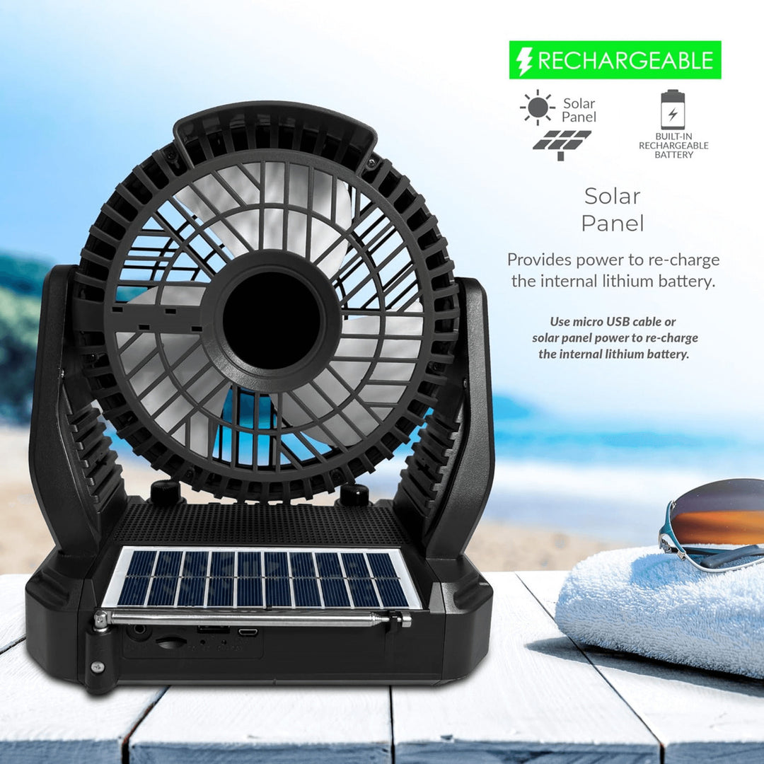 Supersonic Solar Powered Bluetooth Speaker with Fan LED Flashlight Model SC-1076ERF Image 6