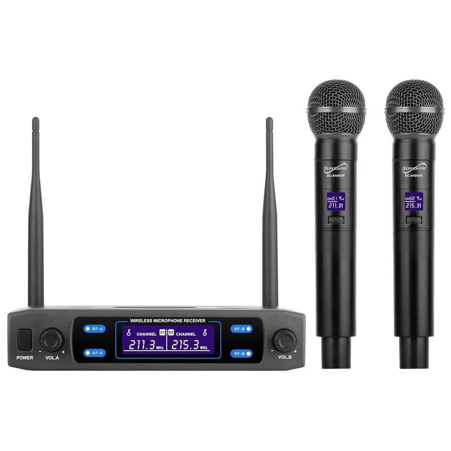 Supersonic VHF Dual Fixed Channel Professional Wireless Microphone with Carry Case Image 1