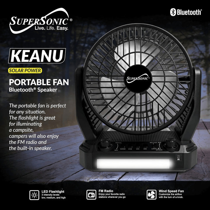 Supersonic Solar Powered Bluetooth Speaker with Fan LED Flashlight Model SC-1076ERF Image 8