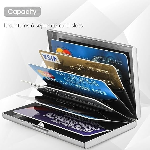 Slim RFID Blocking Stainless Steel Credit Card Holder Wallet Compact Size 6 Cards Image 2