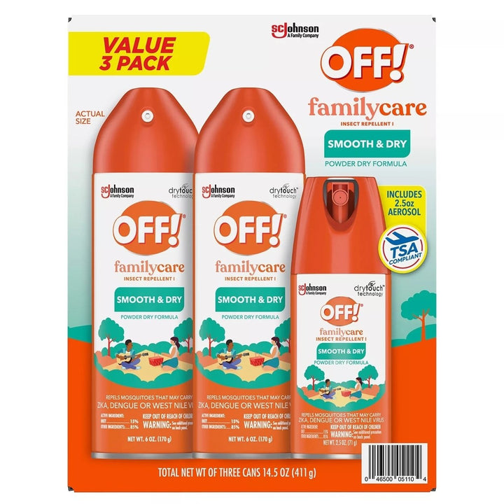 OFF! Family Care Mosquito Repellent Smooth and Dry 2 x 6 Ounce and 2.5 Ounce Image 1