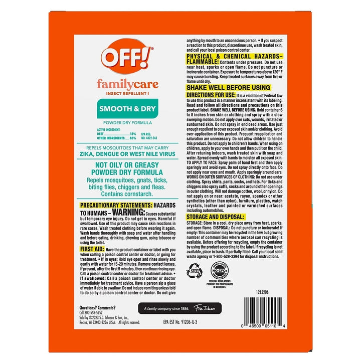 OFF! Family Care Mosquito Repellent Smooth and Dry 2 x 6 Ounce and 2.5 Ounce Image 2