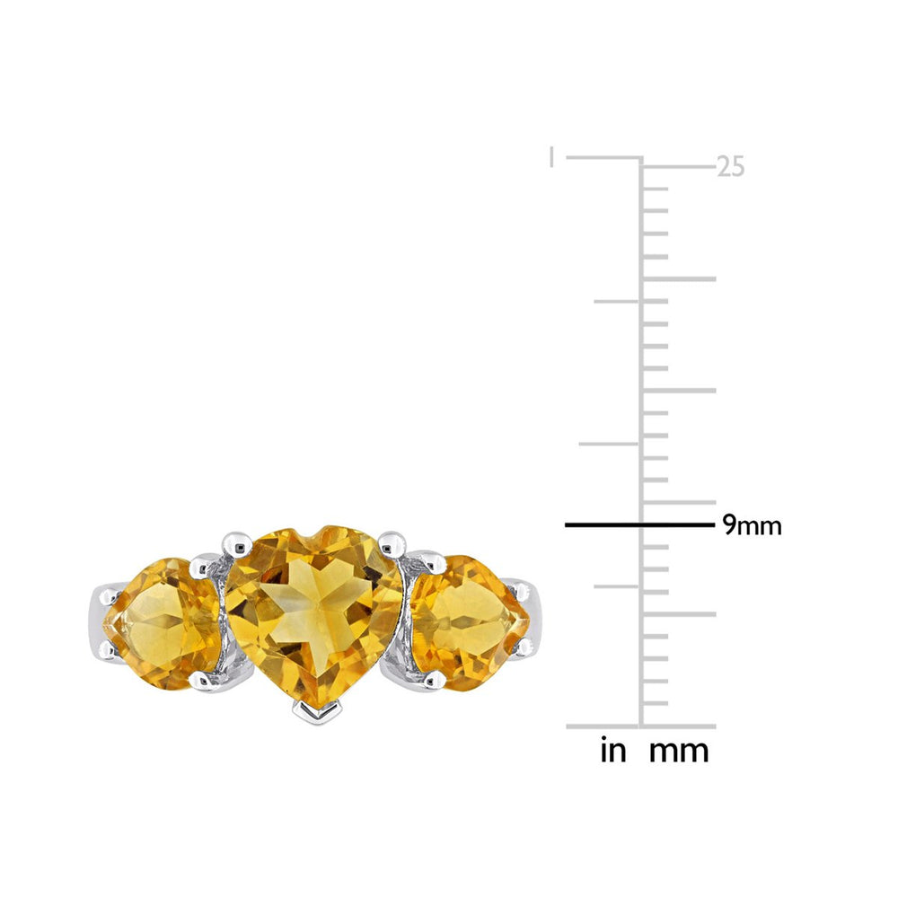 3.00 Carat (ctw) Citrine Heart Three Stone Ring in Sterling Silver Image 2