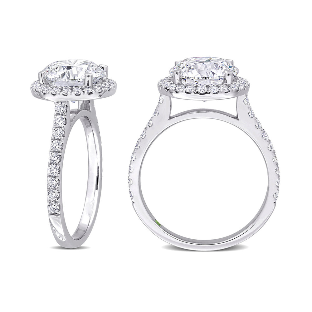 3.60 Carat (ctw VS1-VS2G-H) Lab-Grown Diamond Halo Engagement Ring in 14K White Gold Image 2