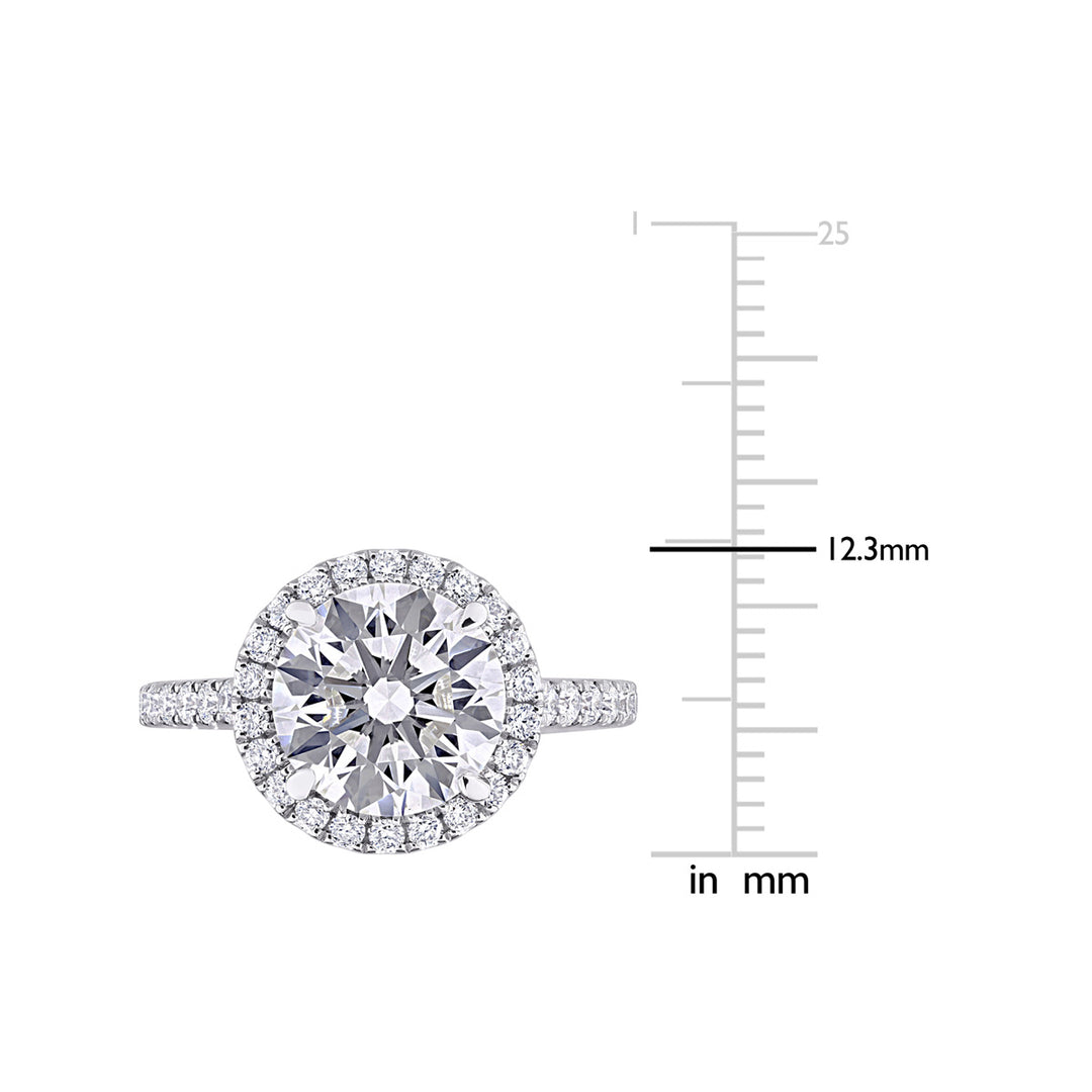3.60 Carat (ctw VS1-VS2G-H) Lab-Grown Diamond Halo Engagement Ring in 14K White Gold Image 3