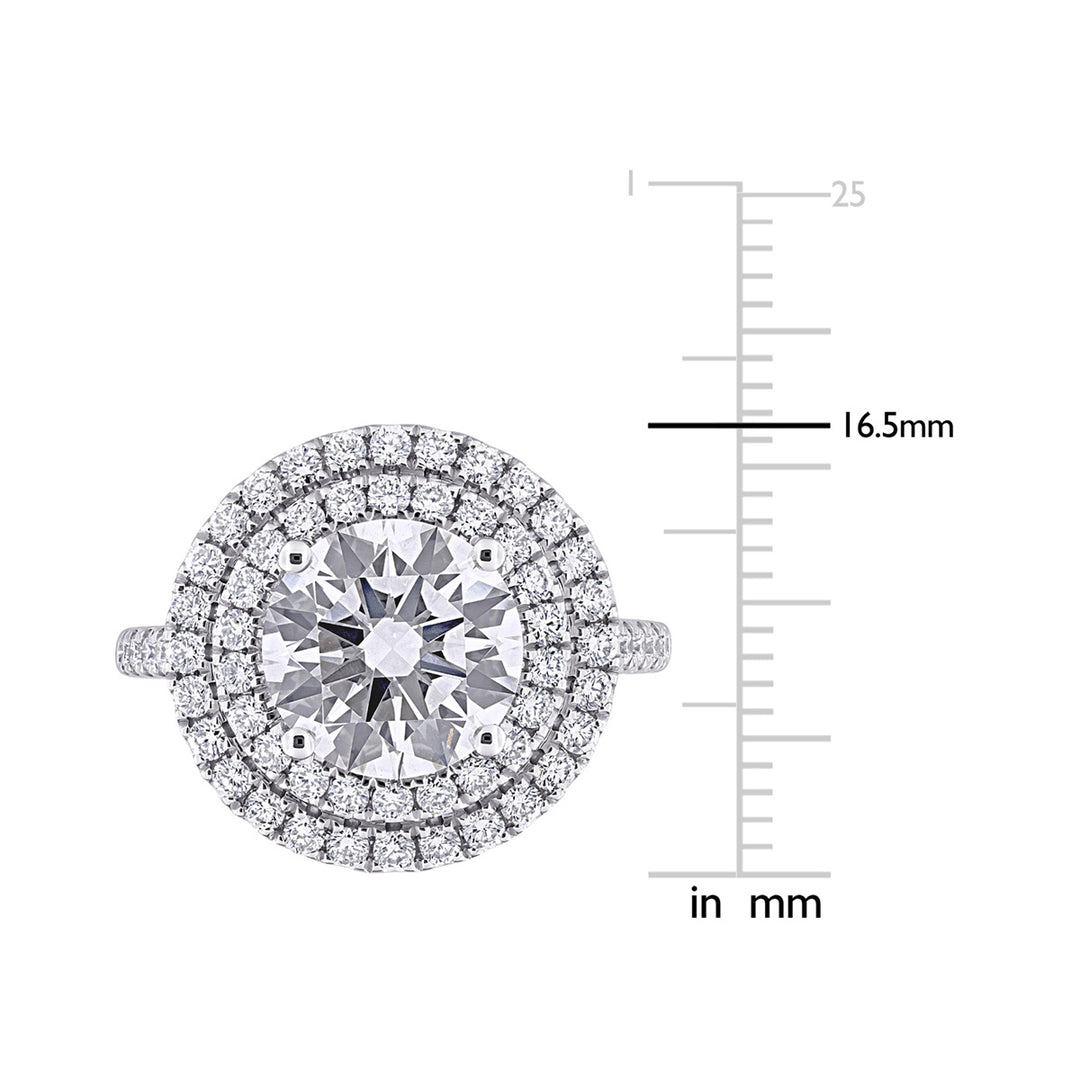 3.88 Carat (ctw VS1-VS2 G-H) Lab-Grown Diamond Double Halo Engagement Ring in 14K White Gold Image 3