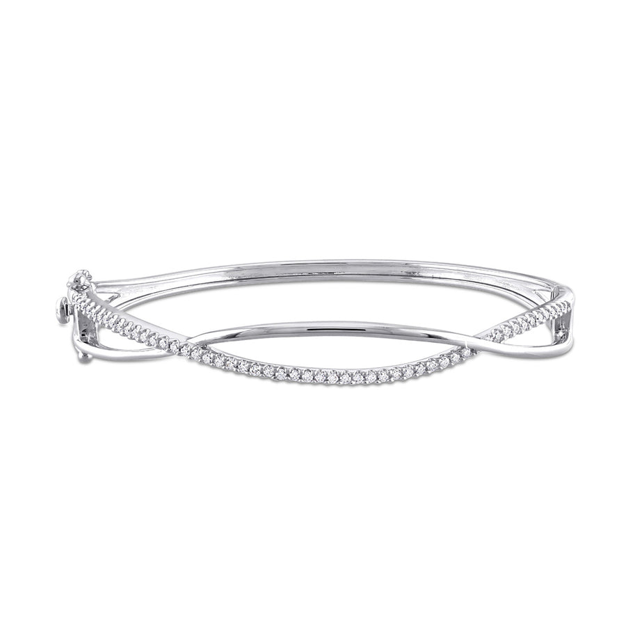 1/2 Carat (ctw) Lab-Created Moissanite Bangle Bracelet in Sterling Silver Image 1