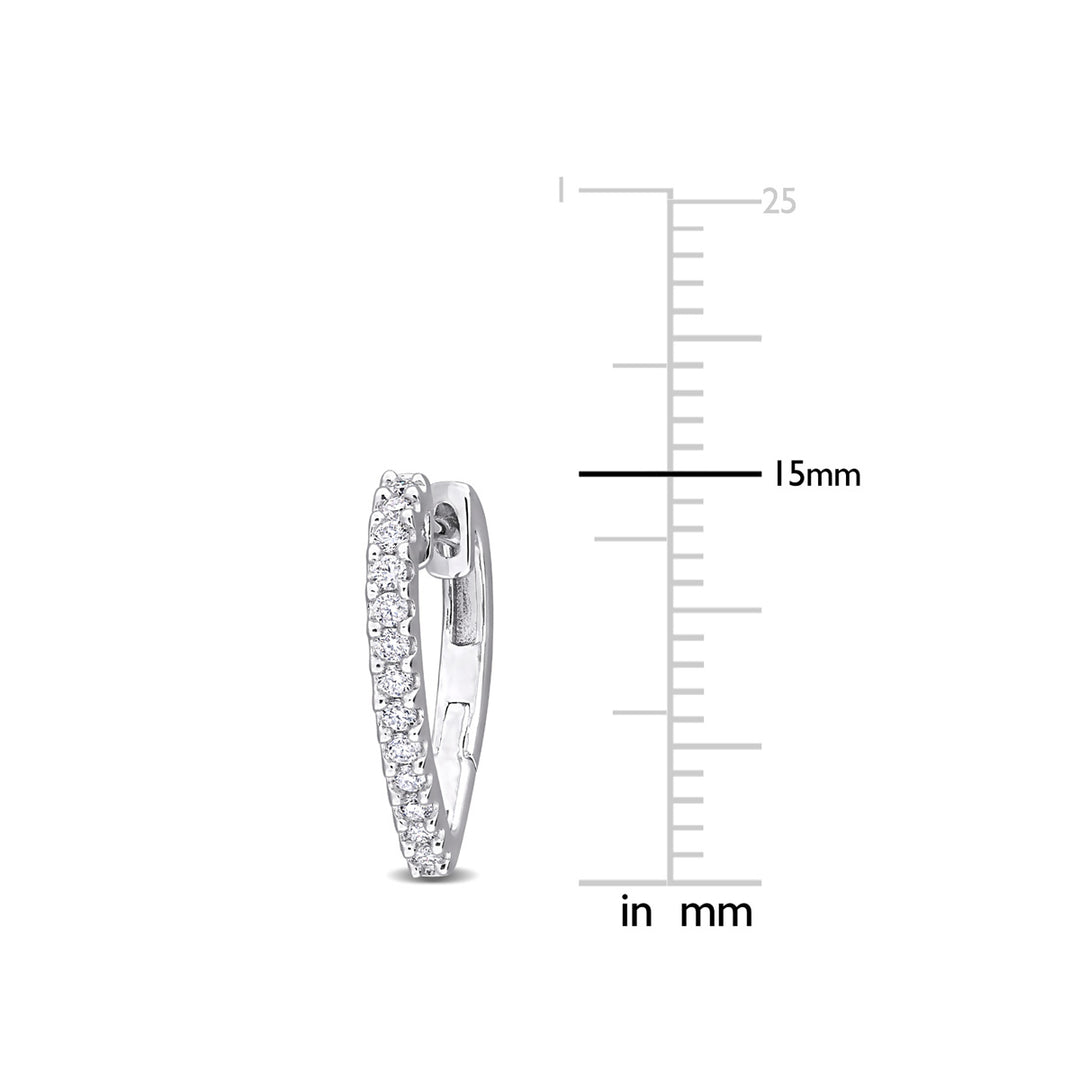 1/4 Carat (ctw) Synthetic Moissanite Heart Hoop Earrings in Sterling Silver Image 3