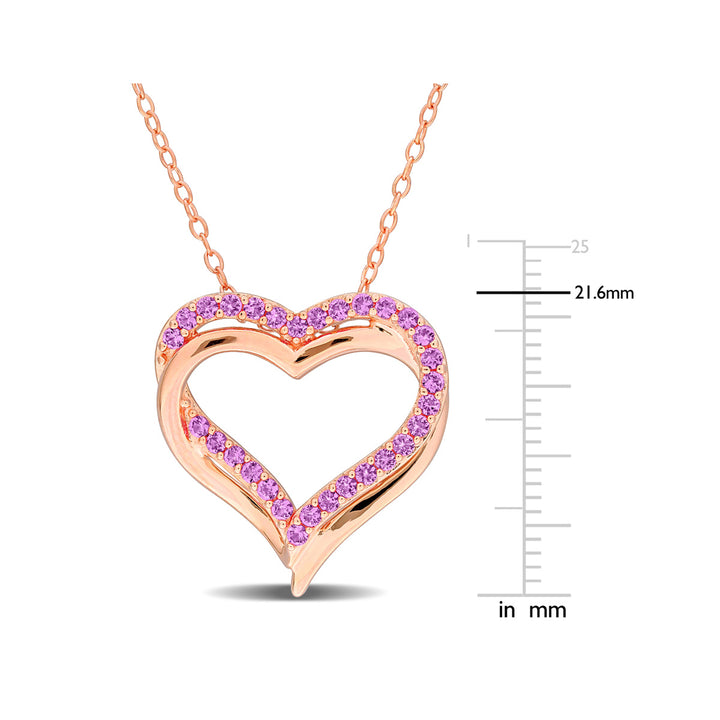 1/2 Carat (ctw) Lab-Created Pink Sapphire Pendant Necklace in Rose Sterling Silver with Chain Image 3