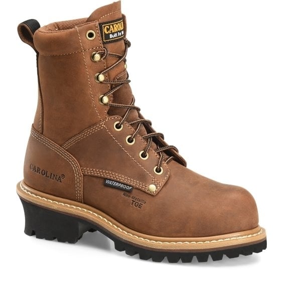 CAROLINA Womens 8" Elm Waterproof Composite Toe Logger Work Boot Brown - CA1435 DARK BROWN Image 1