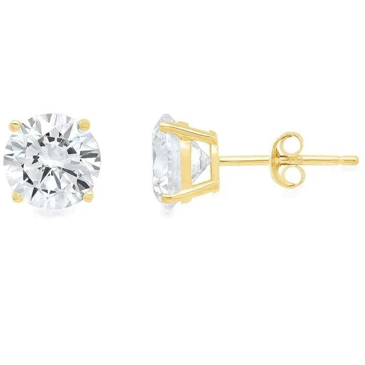 Paris Jewelry 14k Yellow Gold 1/4Ct Round Created White Diamond Stud Earrings Image 1