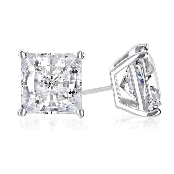 Paris Jewelry 14k White Gold 3/4 Ct Solitaire Princess Created Diamond Earrings Image 1