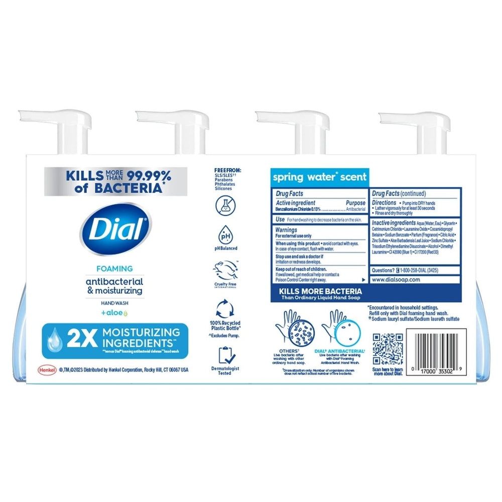 Dial Antibacterial Foaming Hand Soap Spring Water 7.5 Fluid Ounce (Pack of 4) Image 2