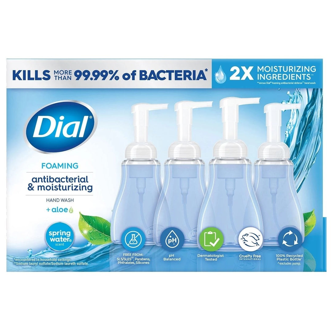 Dial Antibacterial Foaming Hand Soap Spring Water 7.5 Fluid Ounce (Pack of 4) Image 4