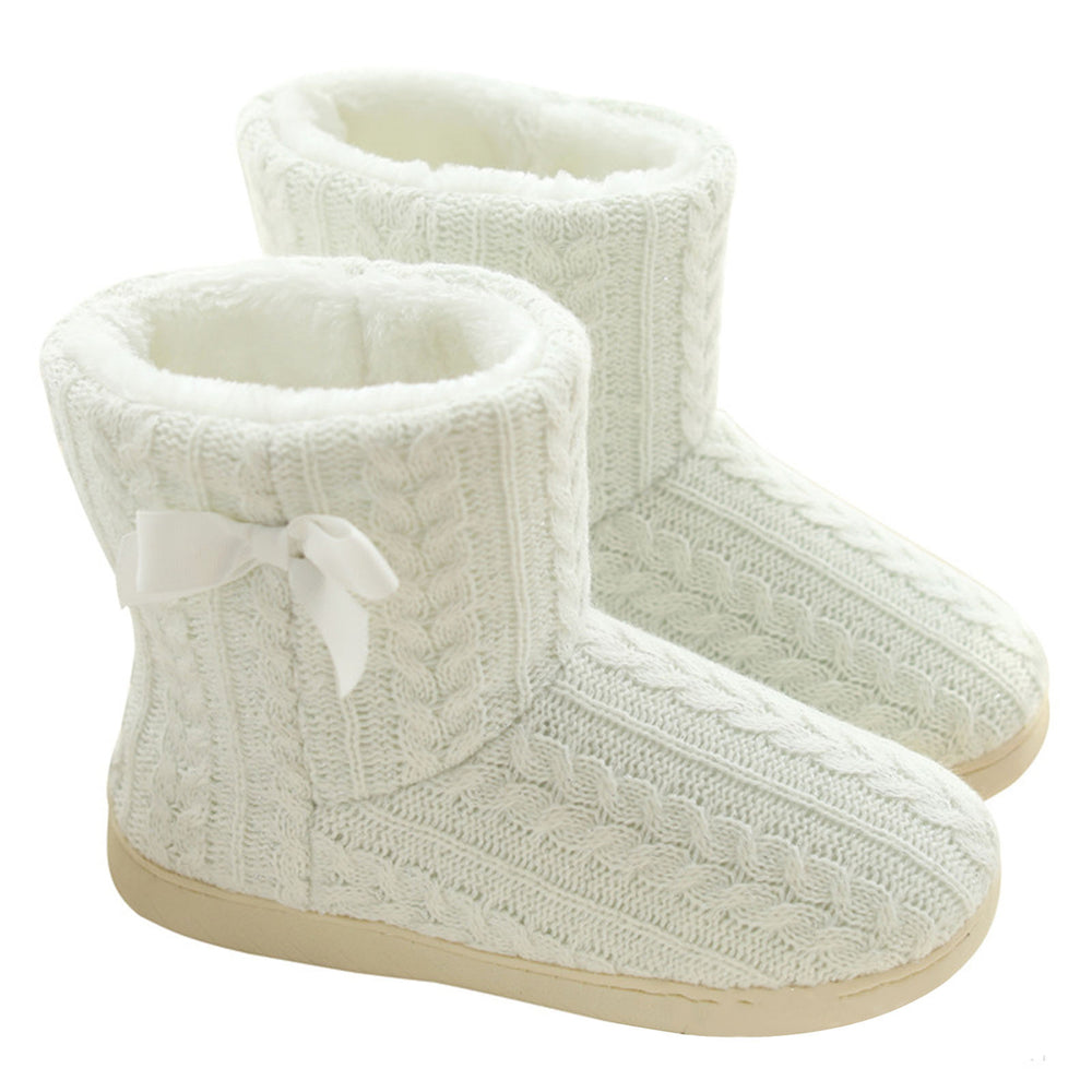 Winter Knitted Warm Women Ankle Snow Boots Anti-slip Home Indoor Outdoor Shoes Image 2