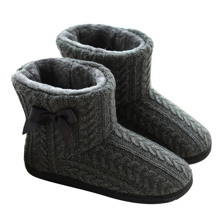 Winter Knitted Warm Women Ankle Snow Boots Anti-slip Home Indoor Outdoor Shoes Image 3