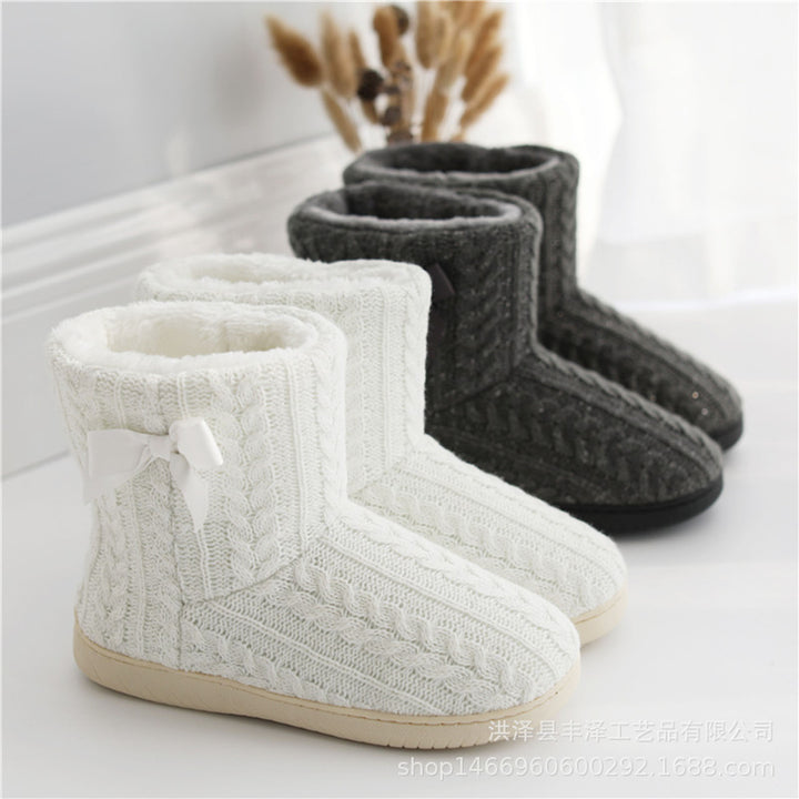 Winter Knitted Warm Women Ankle Snow Boots Anti-slip Home Indoor Outdoor Shoes Image 4