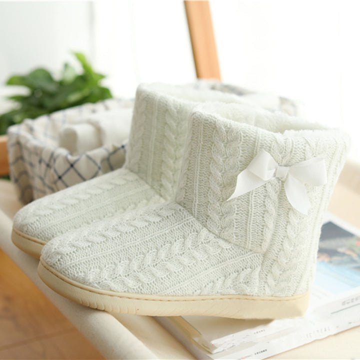 Winter Knitted Warm Women Ankle Snow Boots Anti-slip Home Indoor Outdoor Shoes Image 4