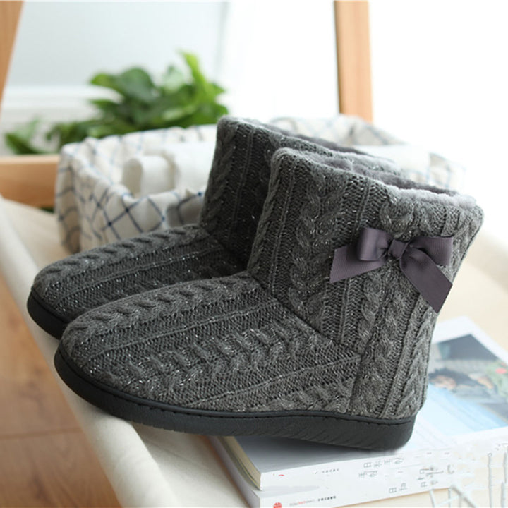 Winter Knitted Warm Women Ankle Snow Boots Anti-slip Home Indoor Outdoor Shoes Image 6