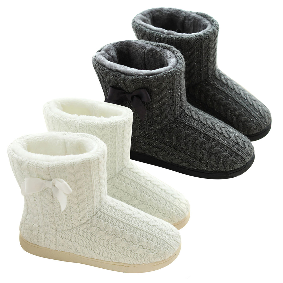 Winter Knitted Warm Women Ankle Snow Boots Anti-slip Home Indoor Outdoor Shoes Image 7