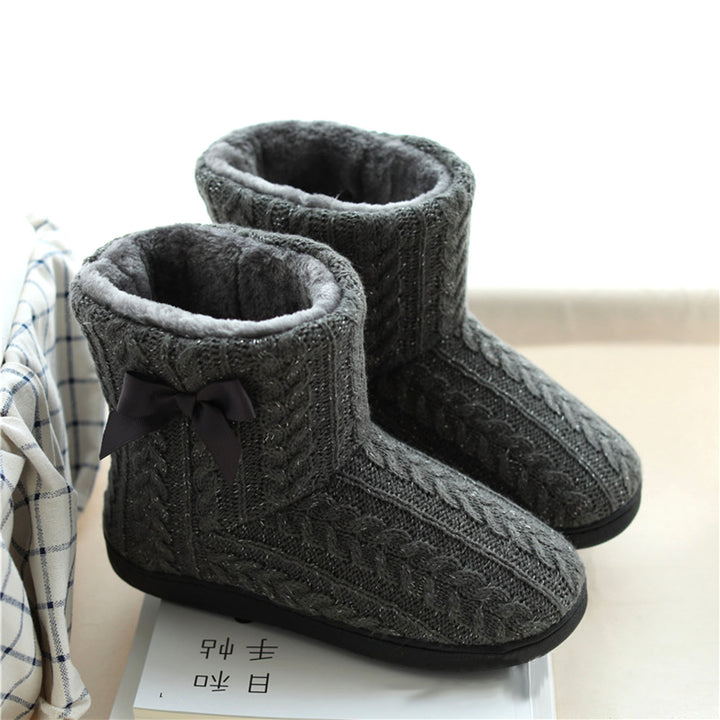 Winter Knitted Warm Women Ankle Snow Boots Anti-slip Home Indoor Outdoor Shoes Image 8