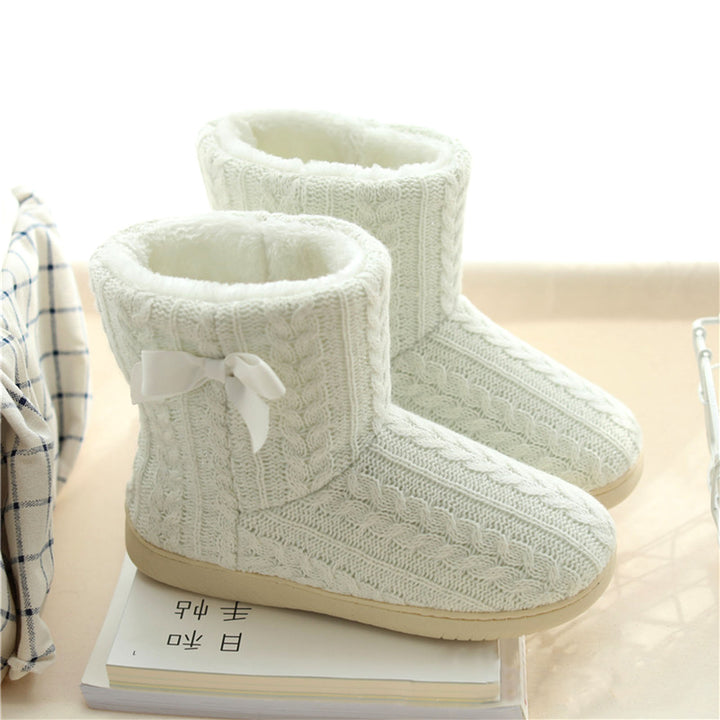 Winter Knitted Warm Women Ankle Snow Boots Anti-slip Home Indoor Outdoor Shoes Image 9