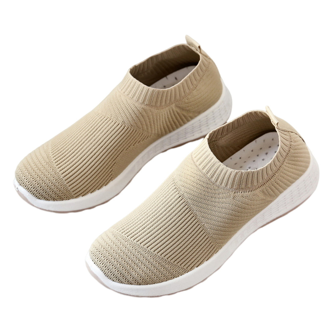 1 Pair Loafers Shoes Flat-bottom Comfortable Hollow-carved Design Slip-On Non Slip Walking Breathable Mesh Wedge Sports Image 3