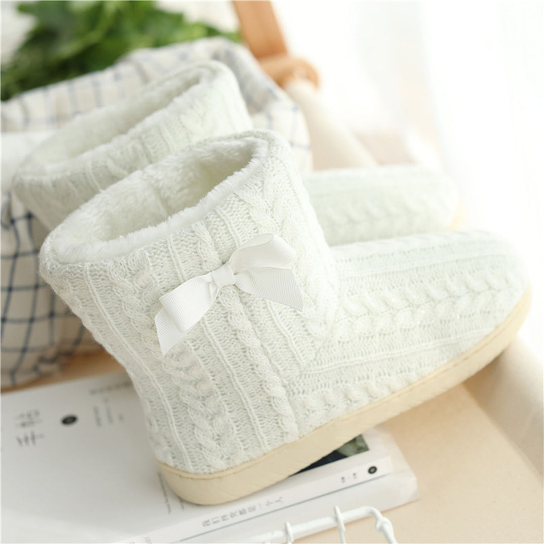 Winter Knitted Warm Women Ankle Snow Boots Anti-slip Home Indoor Outdoor Shoes Image 12