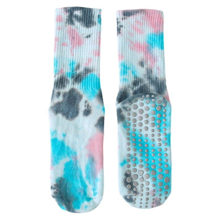 Bluelans 1 Pair Yoga Socks with Non-slip Dots Breathable Sweat Absorption Stretch Elastic Pilates Trampoline Socks for Image 1