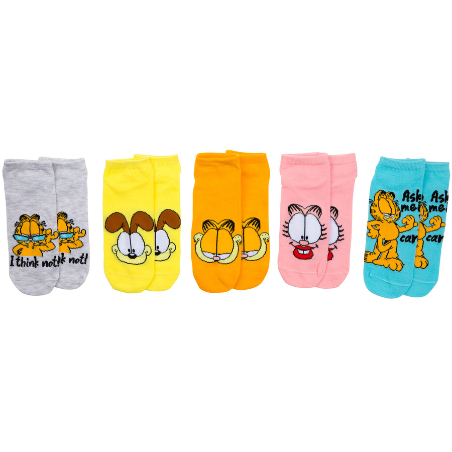 Garfield I Think Not Womens No Show Socks 5-Pack Image 1