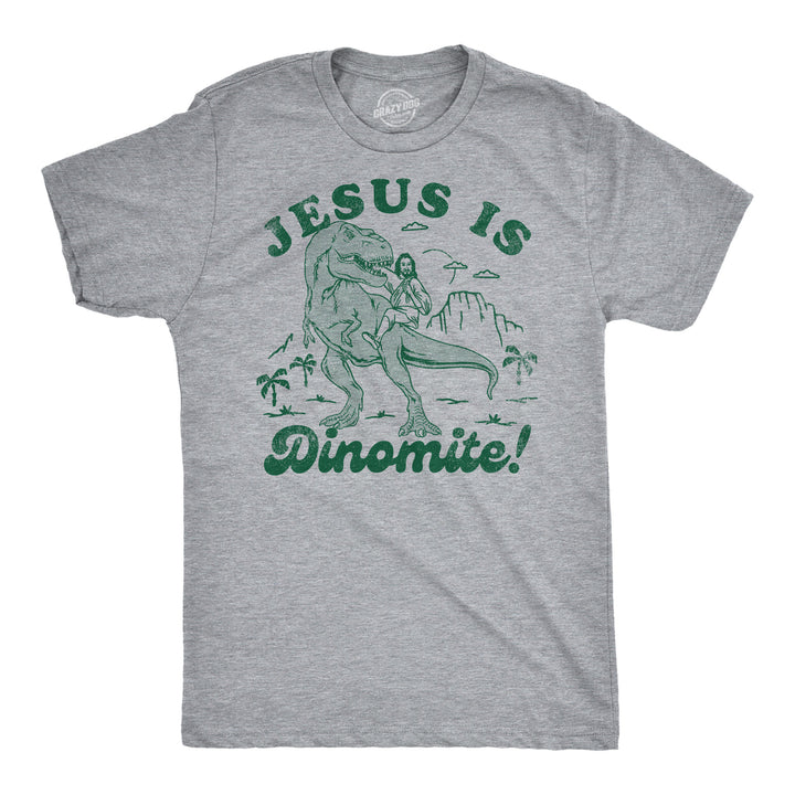 Mens Funny T Shirts Jesus Is Dinomite Funny Christian Graphic Tee For Men Image 1