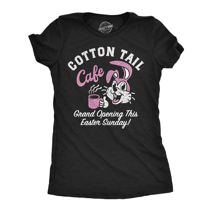 Womens Funny T Shirts Cotton Tail Cafe Easter Bunny Graphic Tee For Ladies Image 1