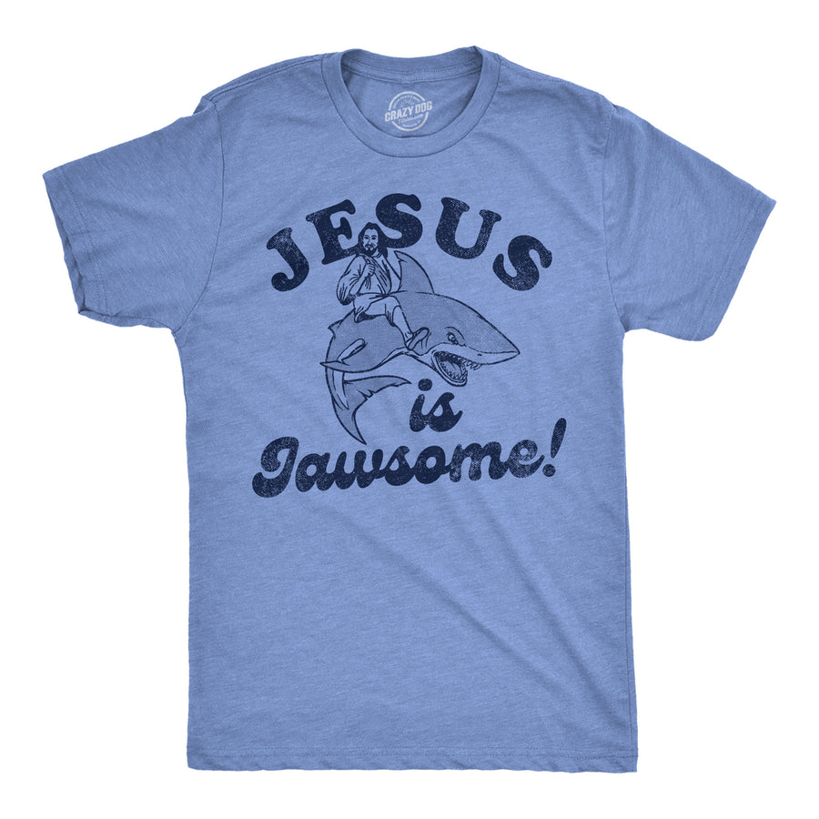 Mens Jesus Is Jawsome Funny Easter T Shirts Sarcastic Christian Tee For Men Image 1