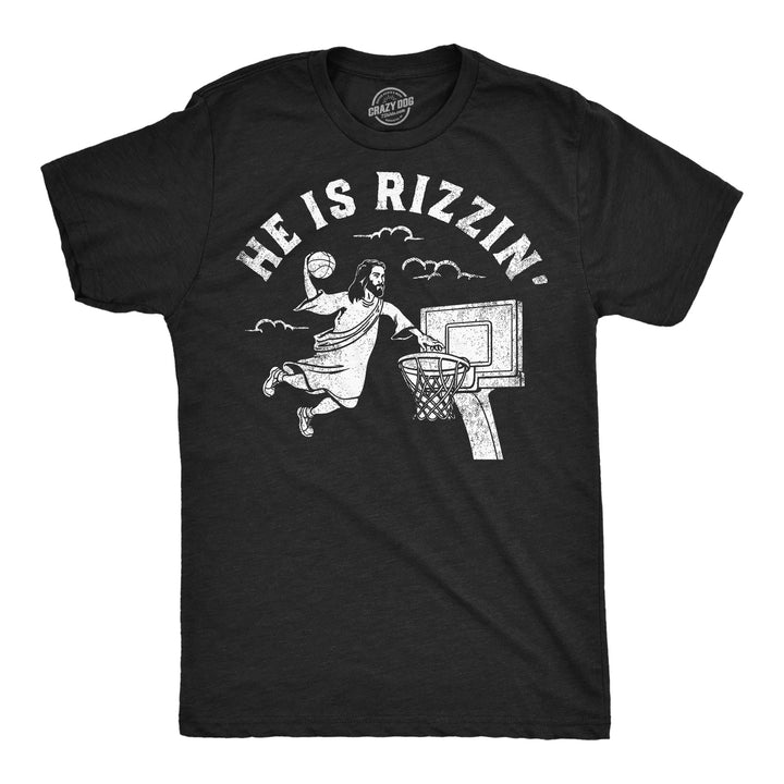 Mens Funny T Shirts He Is Rizzin Sarcastic Jesus Graphic Tee For Men Image 1