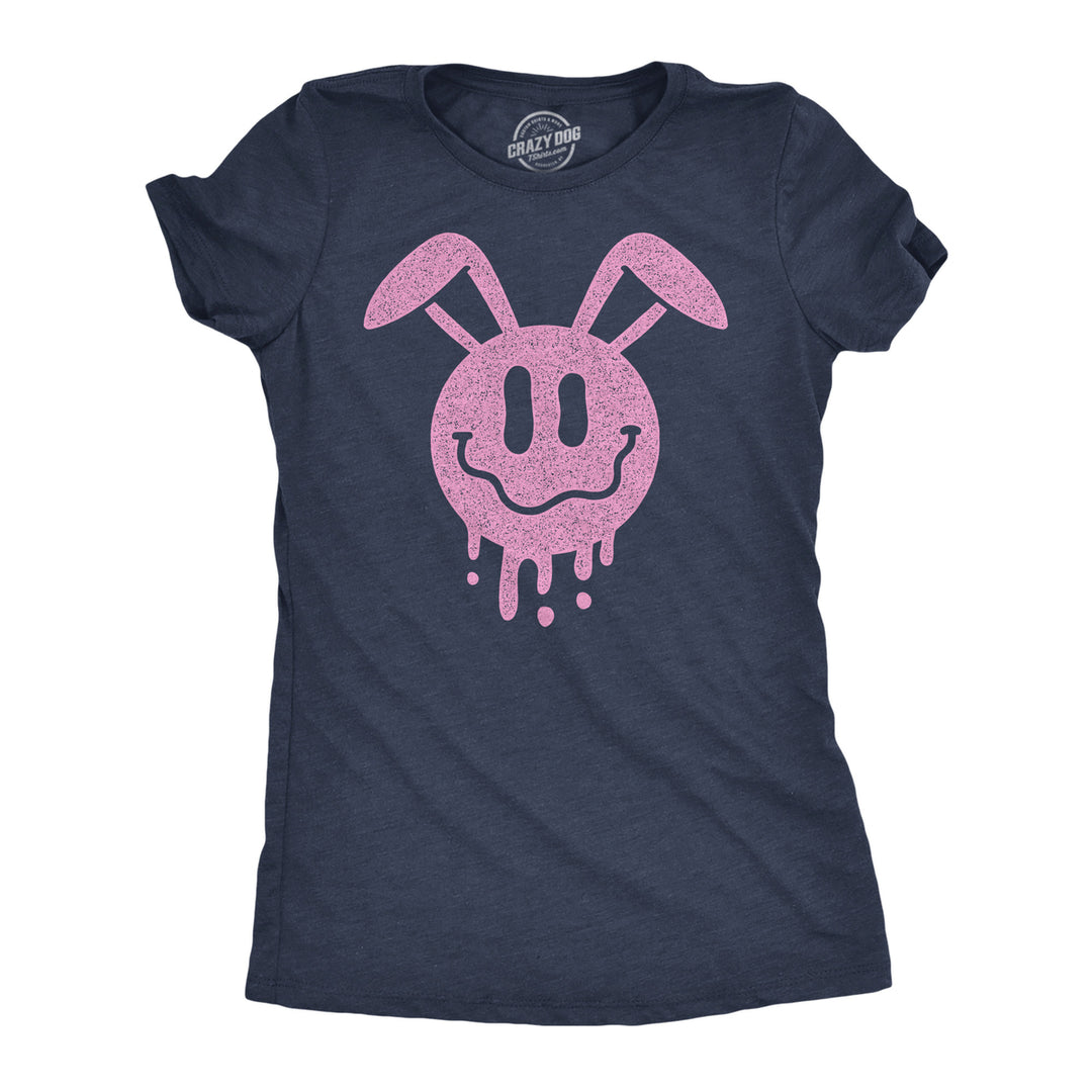 Womens Funny T Shirts Dripping Easter Bunny Smile Graphic Tee For Ladies Image 1