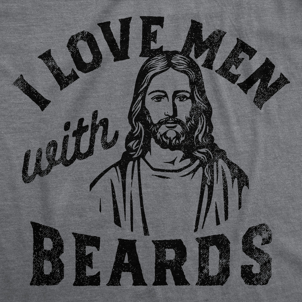 Womens Funny T Shirts I Love Men With Beards Sarcastic Christmas Santa Graphic Tee For Ladies Image 2