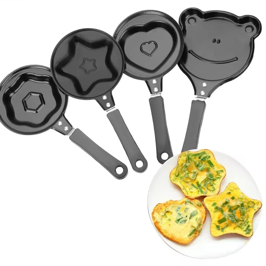 Set of 4 Non-Stick Stainless Steel Breakfast Egg Pancake Flip Pans 4.7 x 10 Inches Image 1