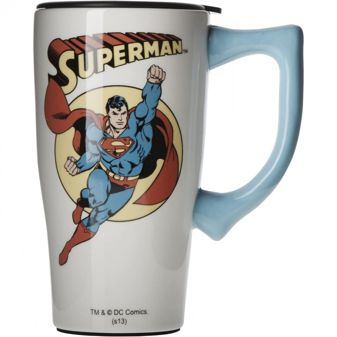 Superman Classic Comic Art 18oz Ceramic Travel Mug Image 1