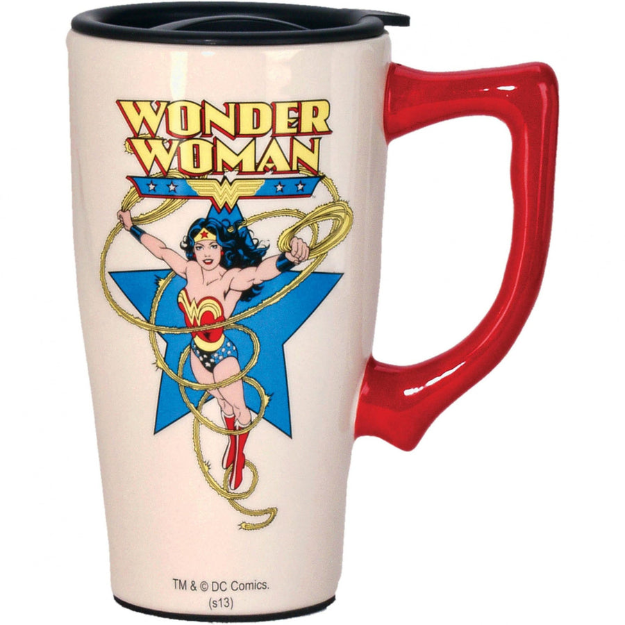 Wonder Woman Classic Comic Art 18oz Ceramic Travel Mug Image 1